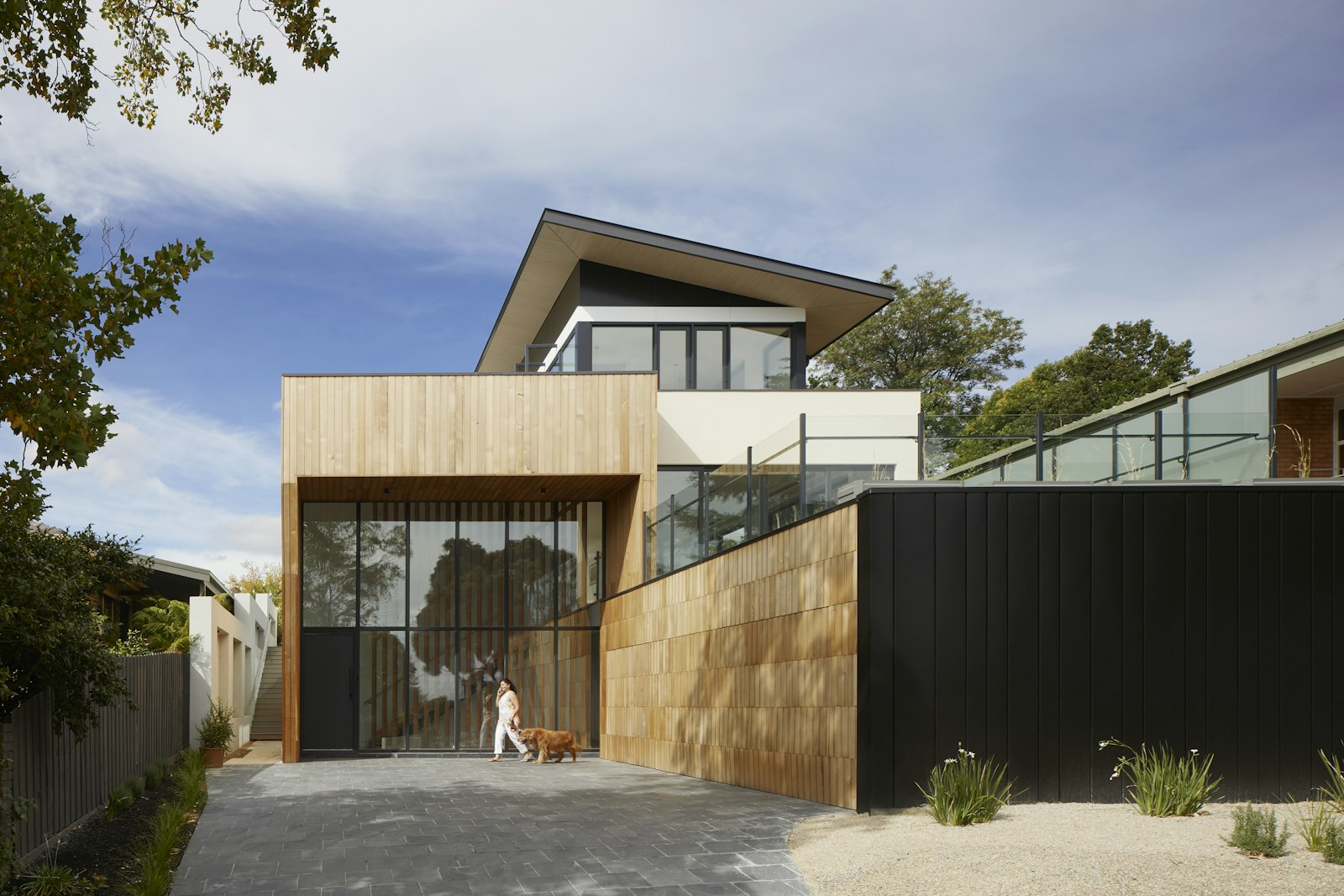Courtyard House — contemporary residential exterior with layered outdoor spaces